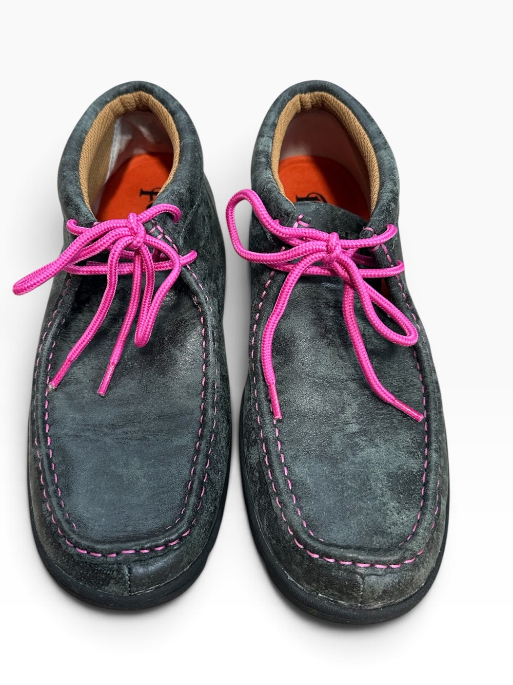 Ferrni Casual pink Moc Toe Shoes with Pink Laces